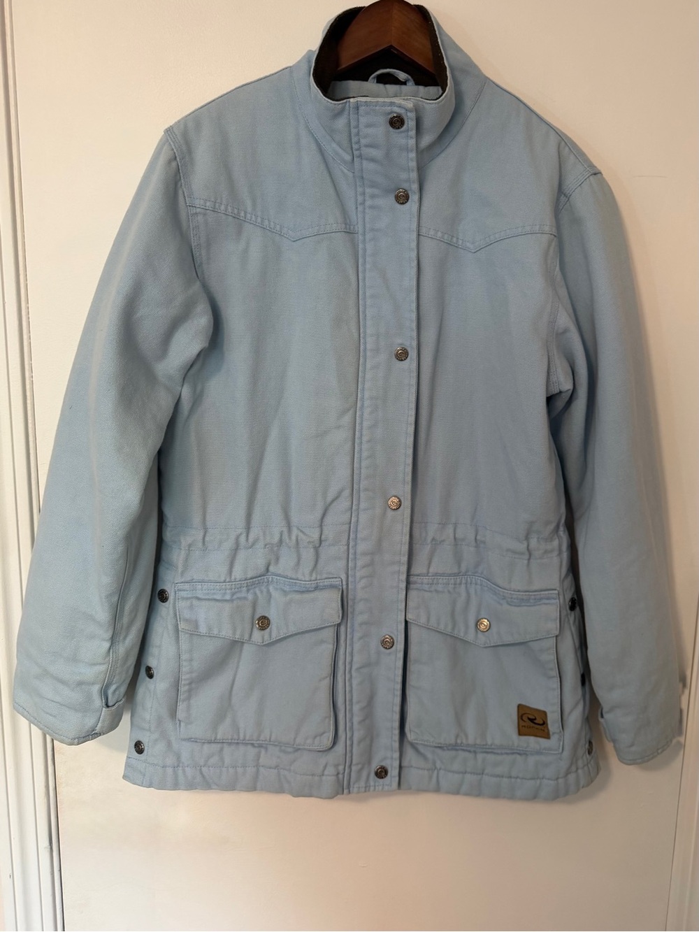 Vintage Roper Range Gear Light Blue Canvas Barn Jacket Utility Western Coat Sz S